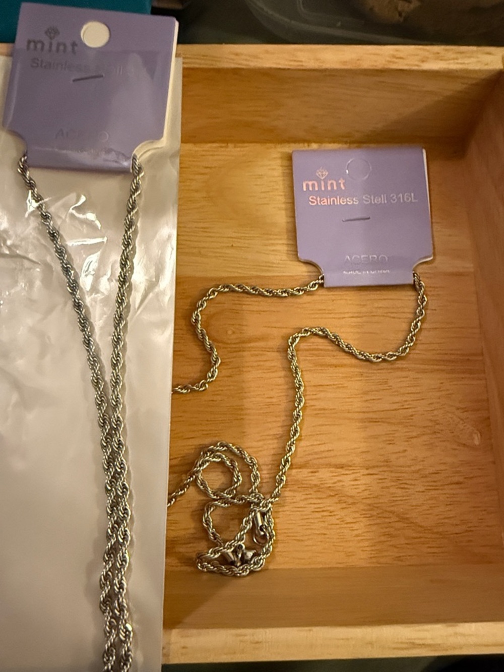 Mint Silver Twisted Rope Chain Necklace